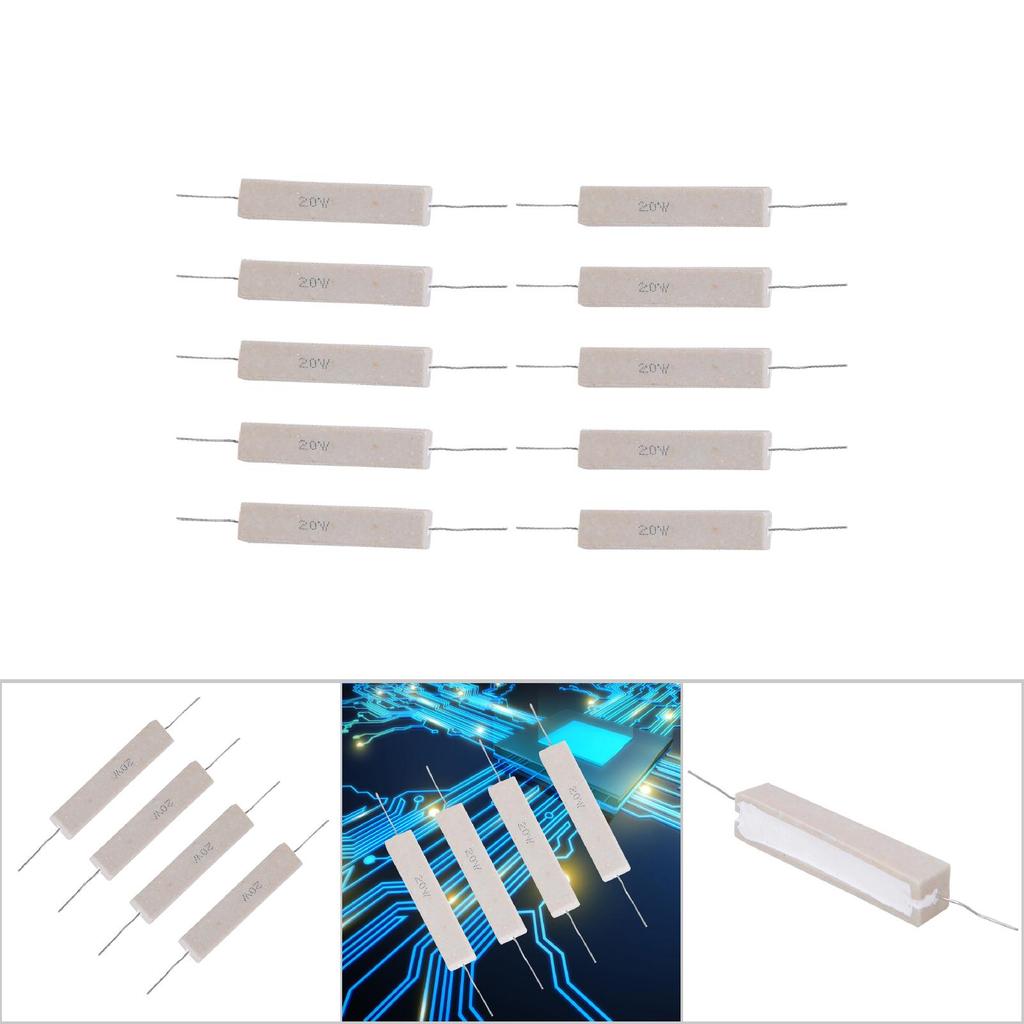 10 Stück Zementwiderstand Leistungswiderstand +5 Prozent Hohe Genauigkeit für Leiterplatte 20W(100R)