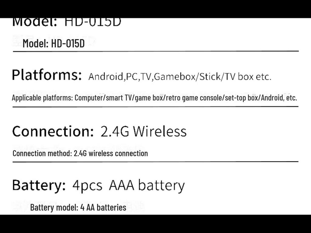 015D Double 2.4G Wireless Game Controller with Dual S2 Receivers, Motor-Free, Compatible with S2 Game Box