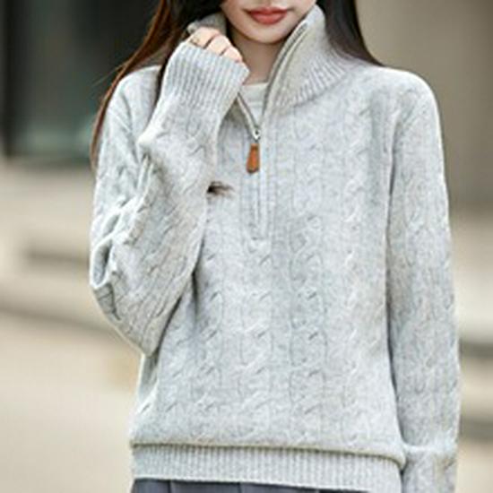 Women's Wool Cable Knit Cardigan: Retro Stand Collar Loose Sweater Coat, Available in Multiple Colors