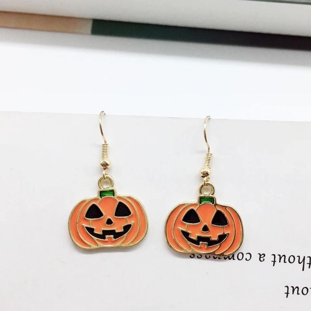 Dripping Oil Pumpkin Pendants Earrings Orange Pumpkin Head Pendant  Festival Party Gifts