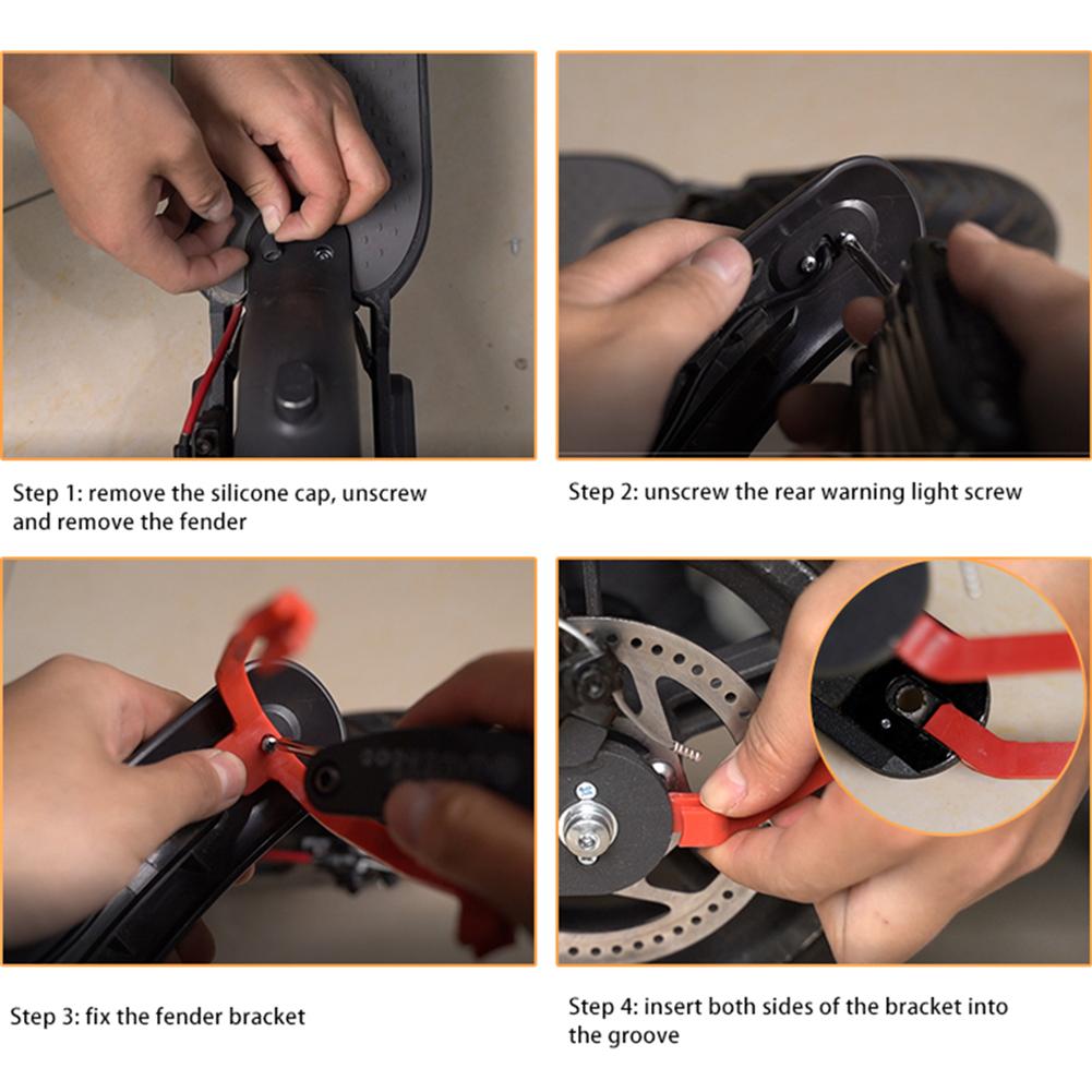 Para-lamas Traseiro Guarda-lamas + Suporte + Gancho + Lanterna Traseira Suporte para Para-lamas Traseiro de Scooter Elétrica Conjunto de Lanterna Traseira para M365