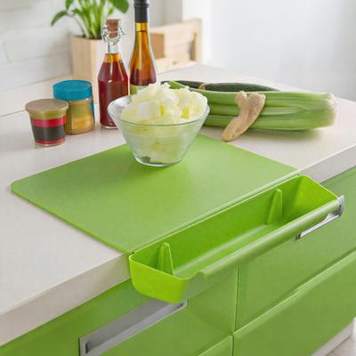 2-in-1 Acrylic Cutting Board with Food Container Slot Thickened Chopping Board for Food Prep Dishwasher Safe Kitchen Accessory