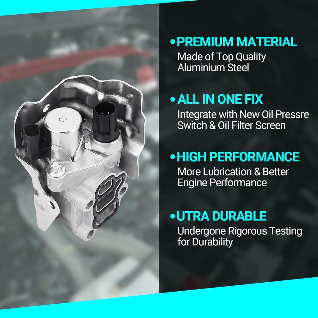 15810-RAA-A03 VTEC Solenoid Spool Valve with Oil Pressure Switch & Gasket - Fit for 2002-2011 Honda Acura - 2.4L Accord, CR-V, Element, 2.0L
