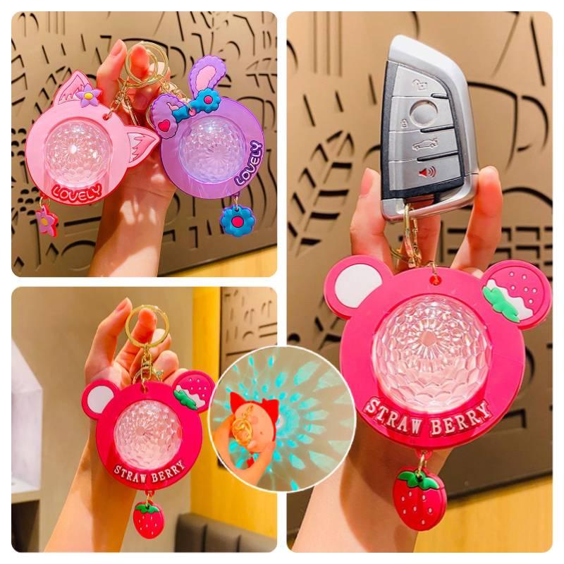 Creative Cartoon Colorful Atmosphere Light Keychain For Couples Wholesale Mini Gifts