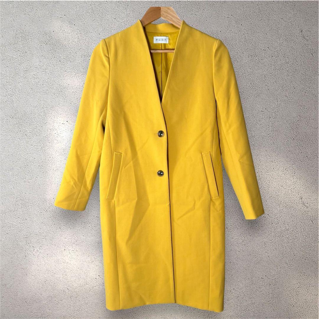 [PLST] V-neck coat (S) Bright yellow, no color