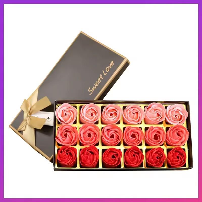18 ks Mýdlových Růží Dárková Krabička Romantické Parfémované Koupelové Mýdlové Květiny Umělé Květiny Dárky na Svatbu Valentýna Kreativní Ruční Dárky