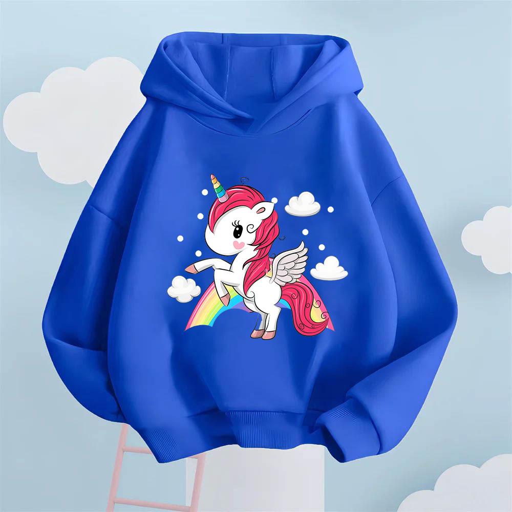 

Креативная детская толстовка с рисунком радужной лошади для мальчиков и девочек, молодежный стиль, повседневная плюшевая толстовка с капюшоном 160