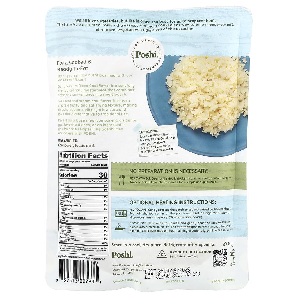 Poshi, Easy Chef, Steamed Cauliflower with Rice, 7 oz (198 g)