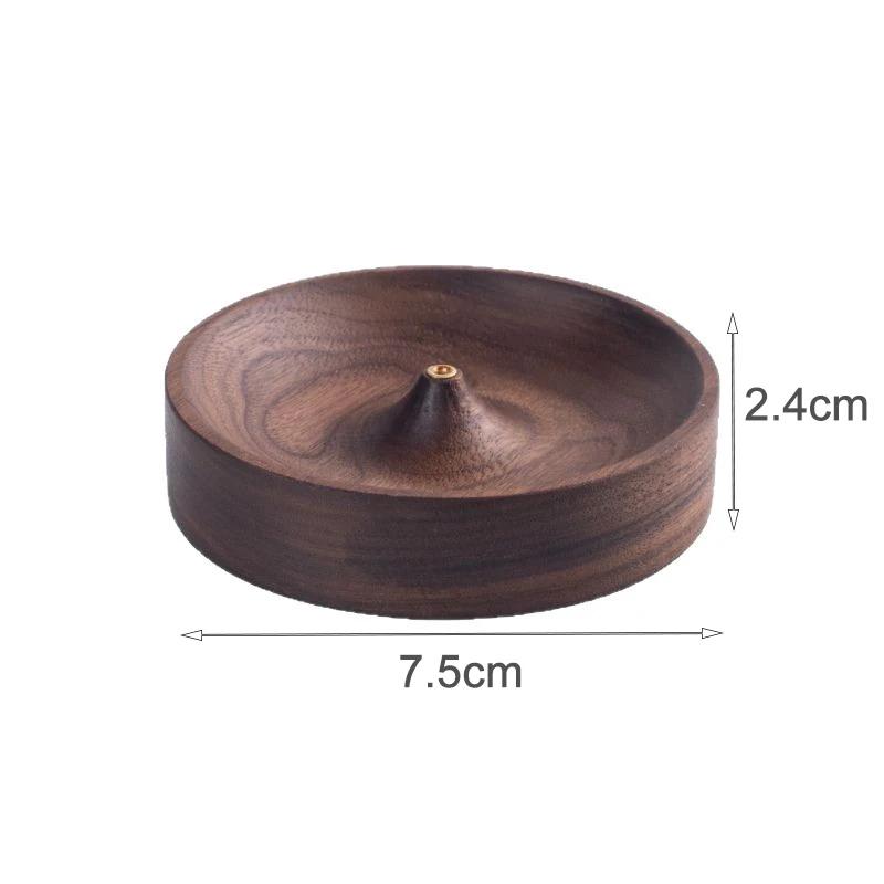 Black Walnut Solid Wood Incense Holder Stick Handmade Tea Ceremony Round Incense Burner Agarwood Tray Holder Home Decoration
