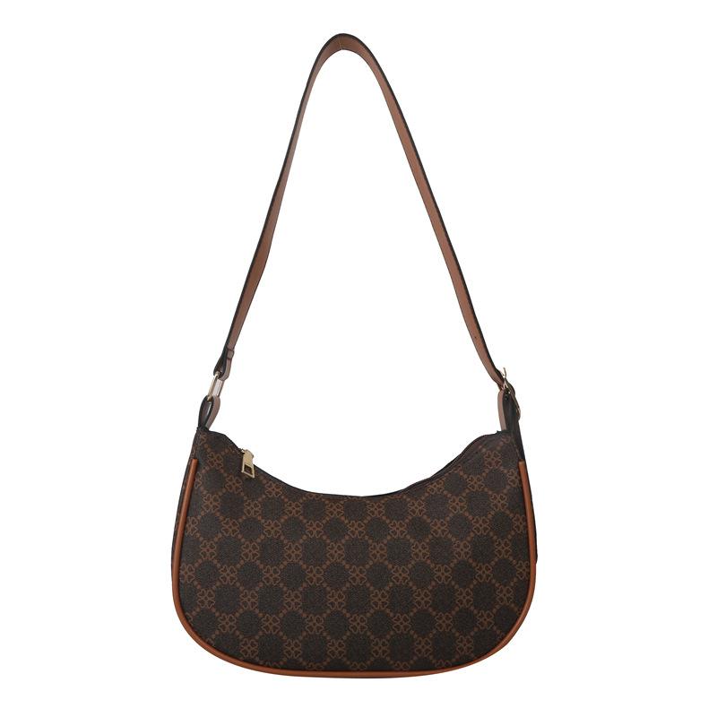 Pu Vintage Stylish New Moon Shoulder Bag In Chic Coffee And Cream Colors Perfect For Use Everyday