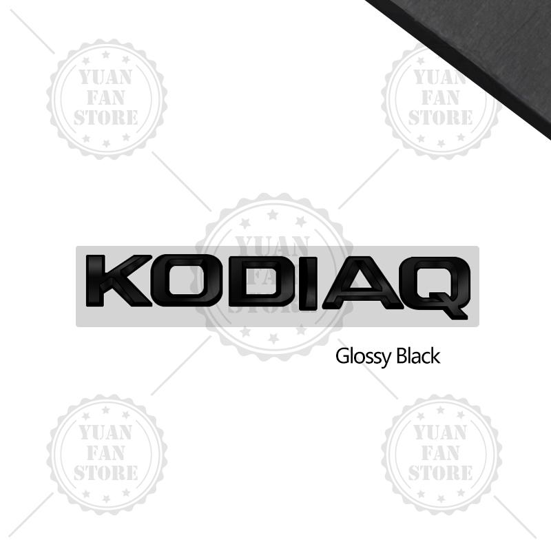 AHUQ1 Glossy Black For Skoda Octavia Rapid Kodiaq Karoq 4X4 Fabia Kamiq Superb Yeti Metal Badge 3D Stickers Car Trunk Body Decal