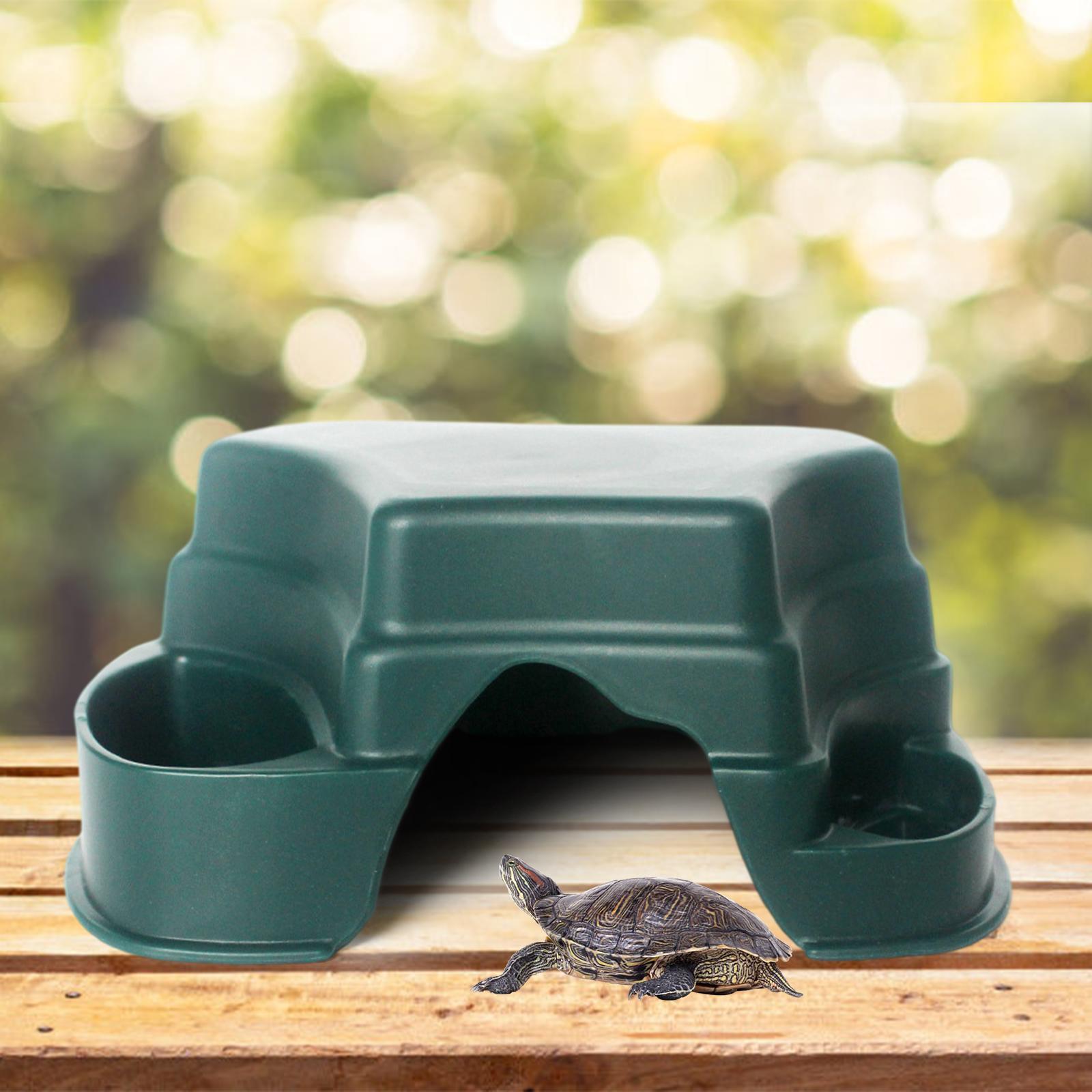 

Plastic Reptile Hide Box Cave with Basin Shelter House Decor Box Hiding зелений