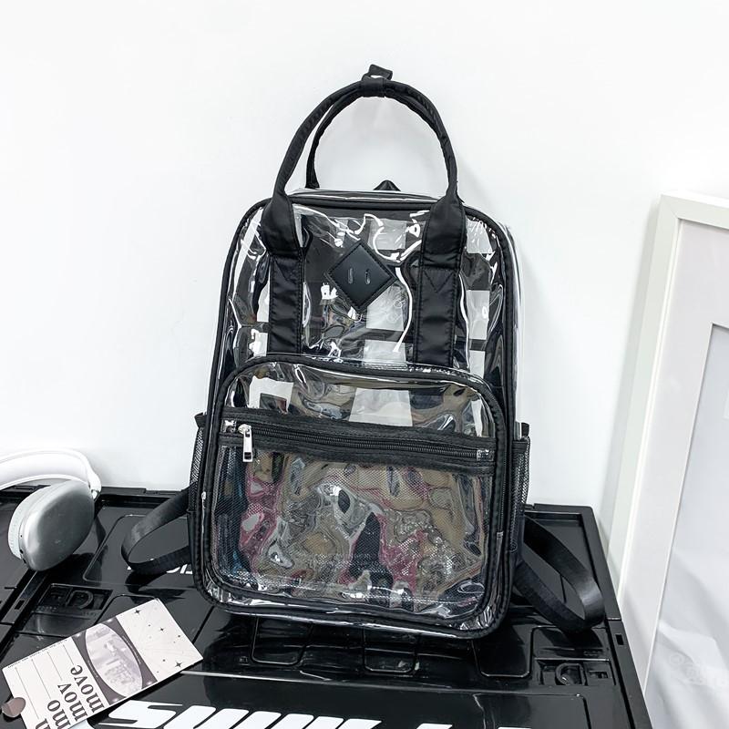 SchoolbagPVC Transparent Waterproof Backpack 1011 New Large-capacity Student Schoolbag High School College Backpack