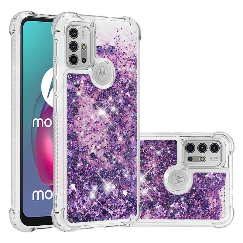 Liquid Phone Case For Motorola Moto G30 G20 G10 G Pure Stylus Play E7 Power 2021 Cover Painted Glitter Quicksand Capa