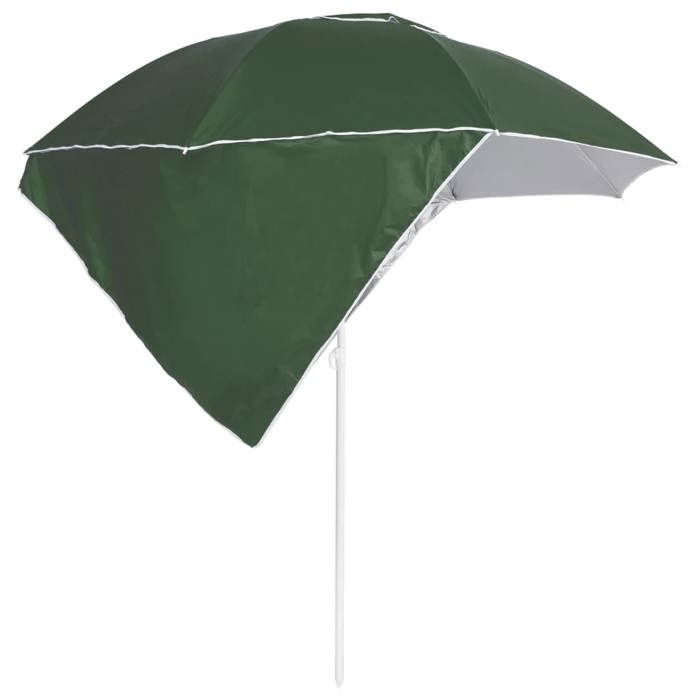 VidaXL Beach Umbrella with Sidewalls Green 215 Cm, Beach Sunshade, Outdoor Umbrella, Patio Umbrella, 318838