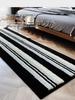 Nordic Style Black & White Striped Non-Slip Bedroom Rug - Wear-Resistant Long Floor Mat for Living Room