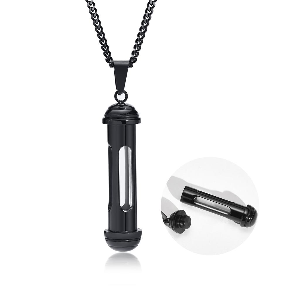 Collana da uomo con ciondolo a cilindro in acciaio inossidabile, Gioielli da collezione senza tempo, Capsula del tempo, Regali commemorativi