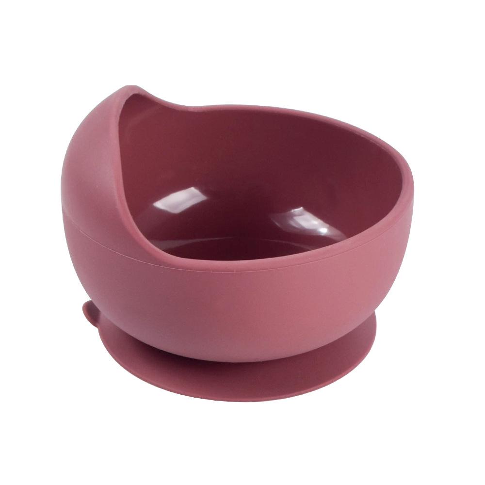 Silicone Baby Bowl & Spoon Set with Wooden Handle and Suction Cup