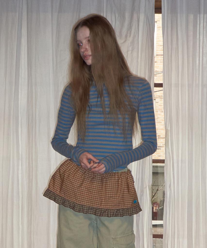 Mejongkeulem Check Frill Layered Skirt_ Mustard