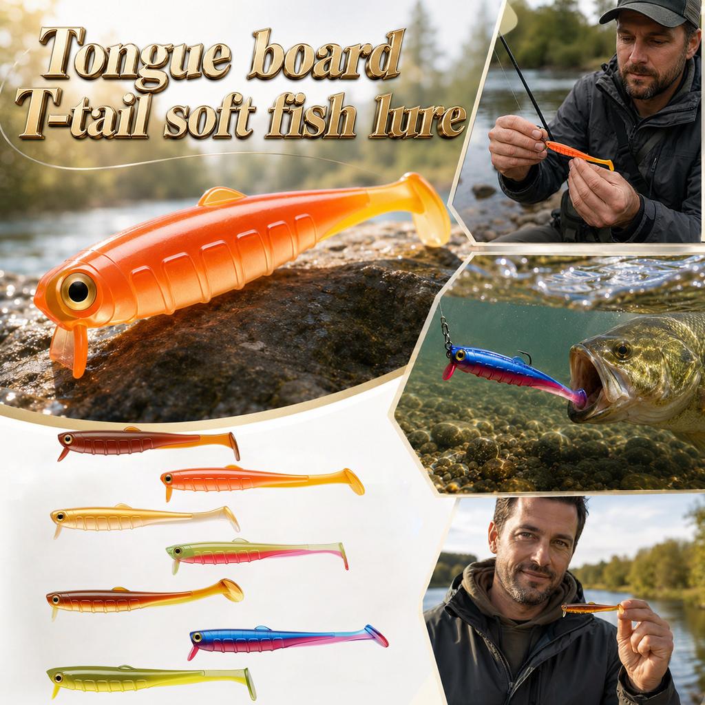 Taiyu 7 Pack T-Tail Soft Plastic Fishing - 3.5in 1/8oz, Two-Tone, Lifelike Soft Worm for Fishing