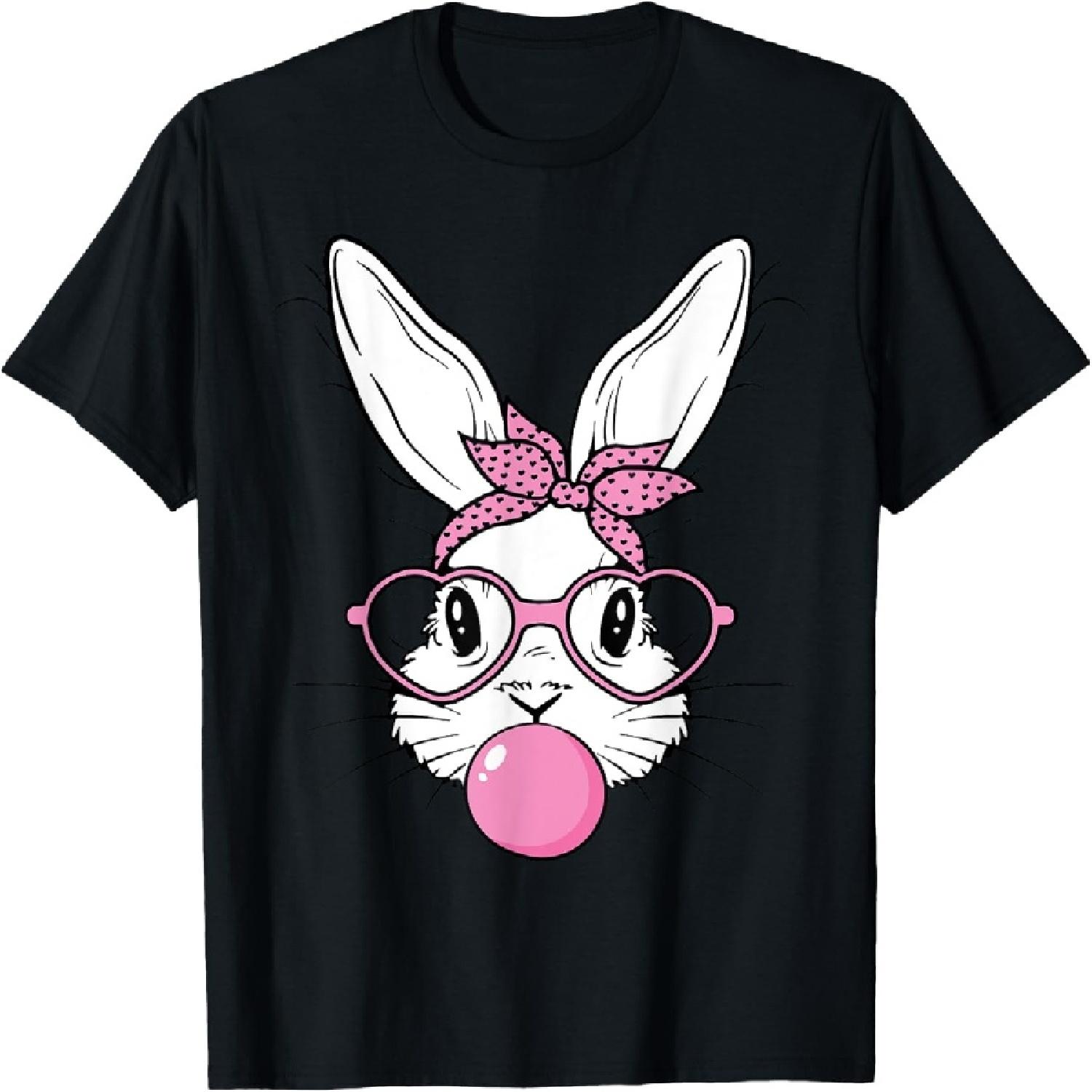 Cute Bunny Rabbit Face With Bandana Heart Glasses Easter Day T-Shirt XXXXXL разноцветный