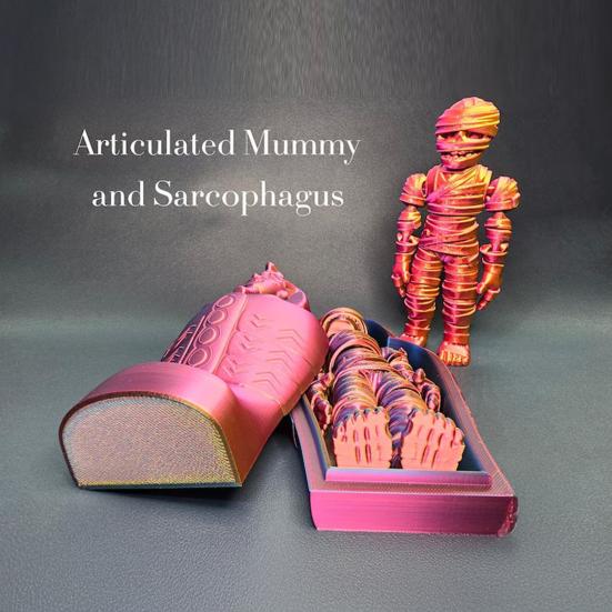 3D Printed Pharaoh Mummy Figurine Movable Joints Mummy Statue Articulated Sculpture Model Toy Home Office Desktop Decoration Ornament