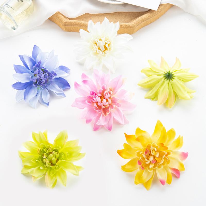 

5 шт. Симуляция искусственных цветов Цветочный скрапбукинг Ремесло Свадебный декор Шелковая голова георгина