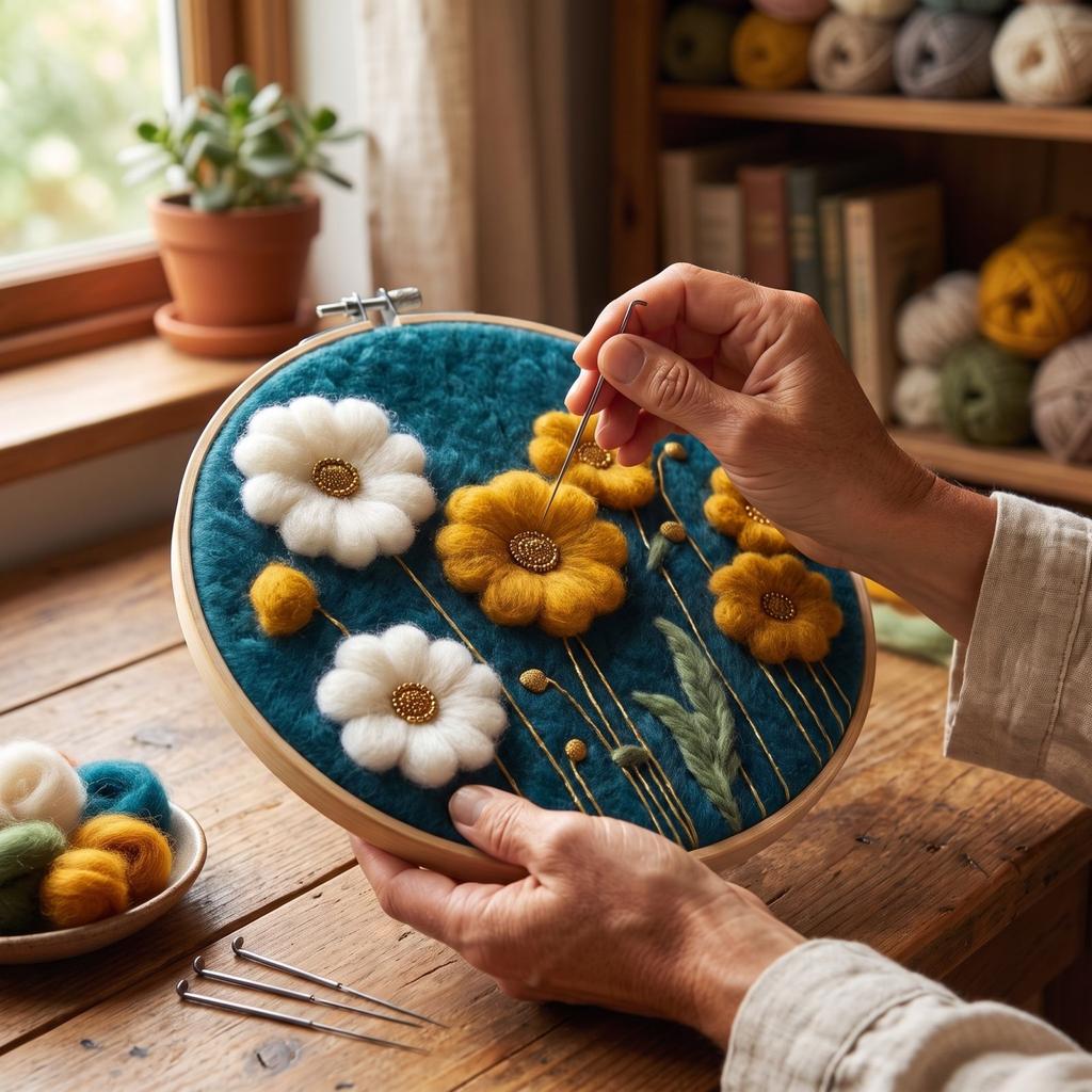 Needle Felting Kit for Beginners with Embroidery, Wool Painting Set for Home Decor