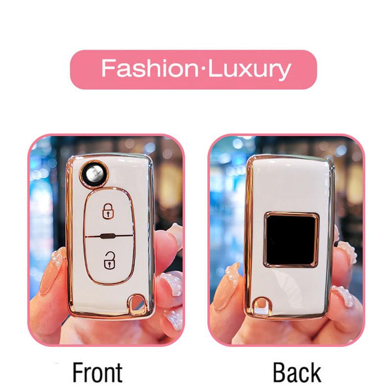 Plating Soft Tpu 2 Buttons Car Remote Key Case Cover For Citroen C2 C3 C4 C5 C6 C8 For Peugeot 107 207 307 307S 308 407 607
