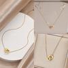 Versatile Double-Circle Flower Pendant Clavicle Chain: Minimalist Titanium Steel Jewelry for Women