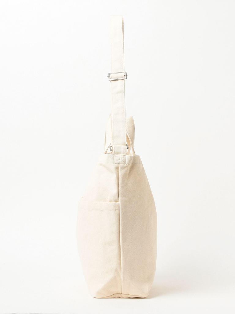 Beams Heart Canvas Bag, Smile Embroidered Logo, Women's, Natural, One Size