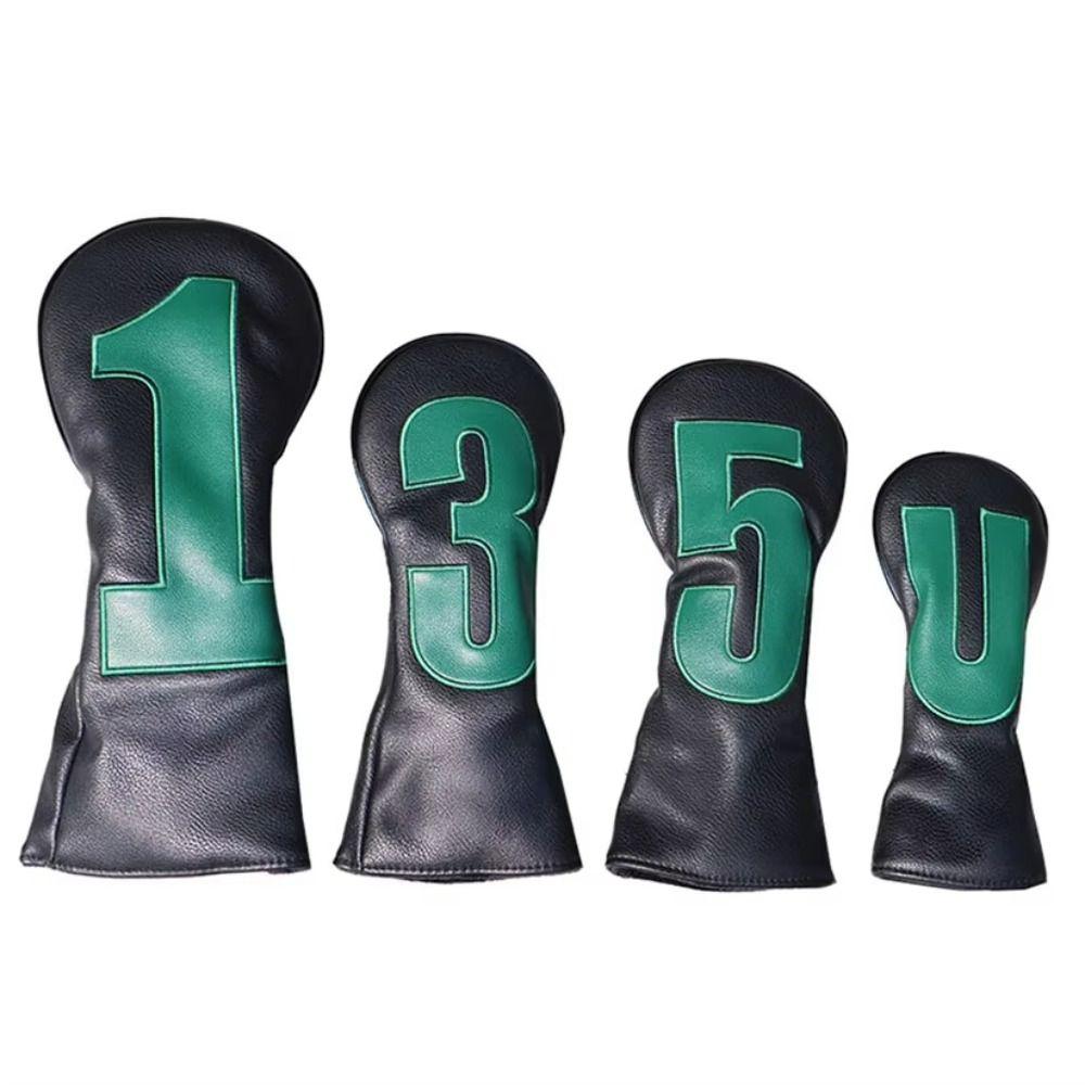 PU Leather Golf Head Cover Number Print Wood Headcover Golf Club Protector  Hybrid UT