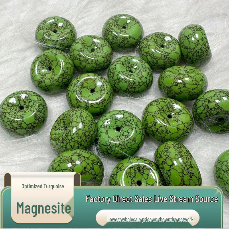 Second Gen Magnesite Turquoise Beads Bracelet with Safety Buckle and Net Pattern Abacus Beads for DIY. 22x12mm/piece