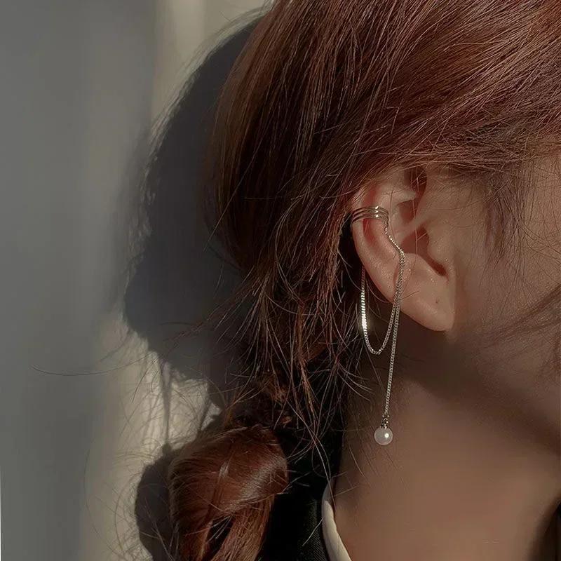 Vintage Simple Fake Piercing Metal Gold Color Ear Clips Asymmetry Round Clip Earrings for Women Fashion Heart Jewellery Gift