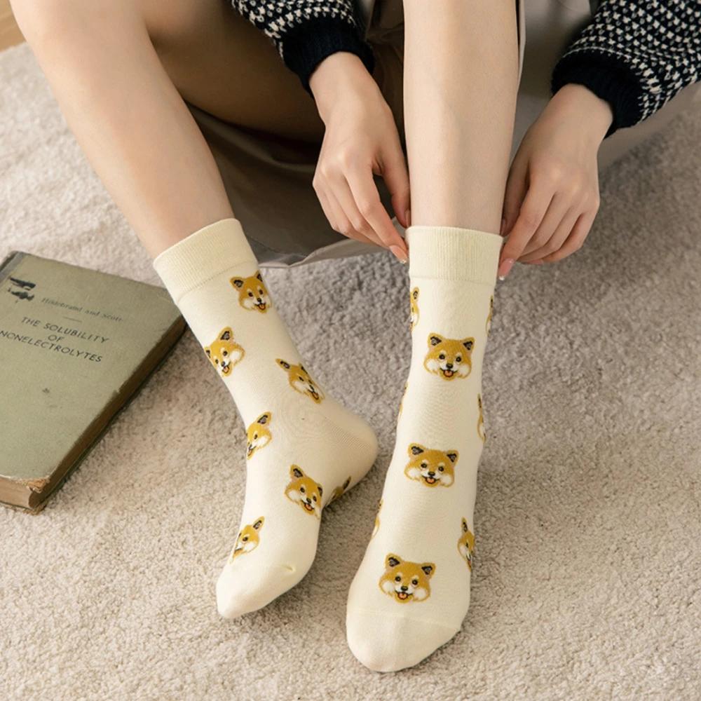 Neue Niedliche Cartoon Hund Mittelrohrsocken Japanische Ins Kreative Damen Socken Shiba Inu Dalmatiner Malzis Teddy Pomeranian Dropship