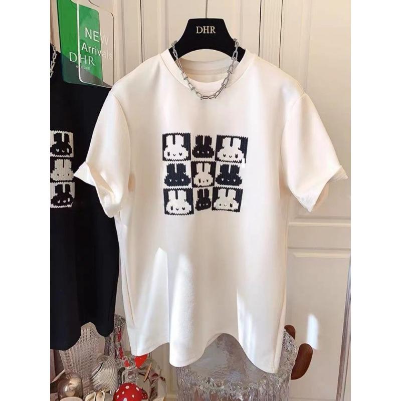 

Black Rabbit Pure Cotton Short-sleeved T-shirt for Women In Summer New Loose Casual Half-sleeved Shirt XXXL белый