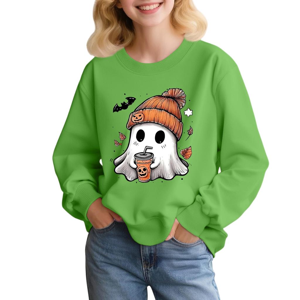 Children's Fashion Loose-fitting Casual Halloween Long-sleeved Printed Round Neck Sweatshirt