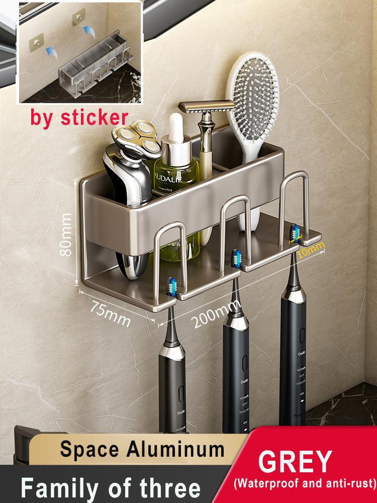 Toothbrush Holder Wall-mounted Gargle Cup Storage Electric Razor Shaver Shelf Batchroom Toiletries Organization Toothbrush Rack