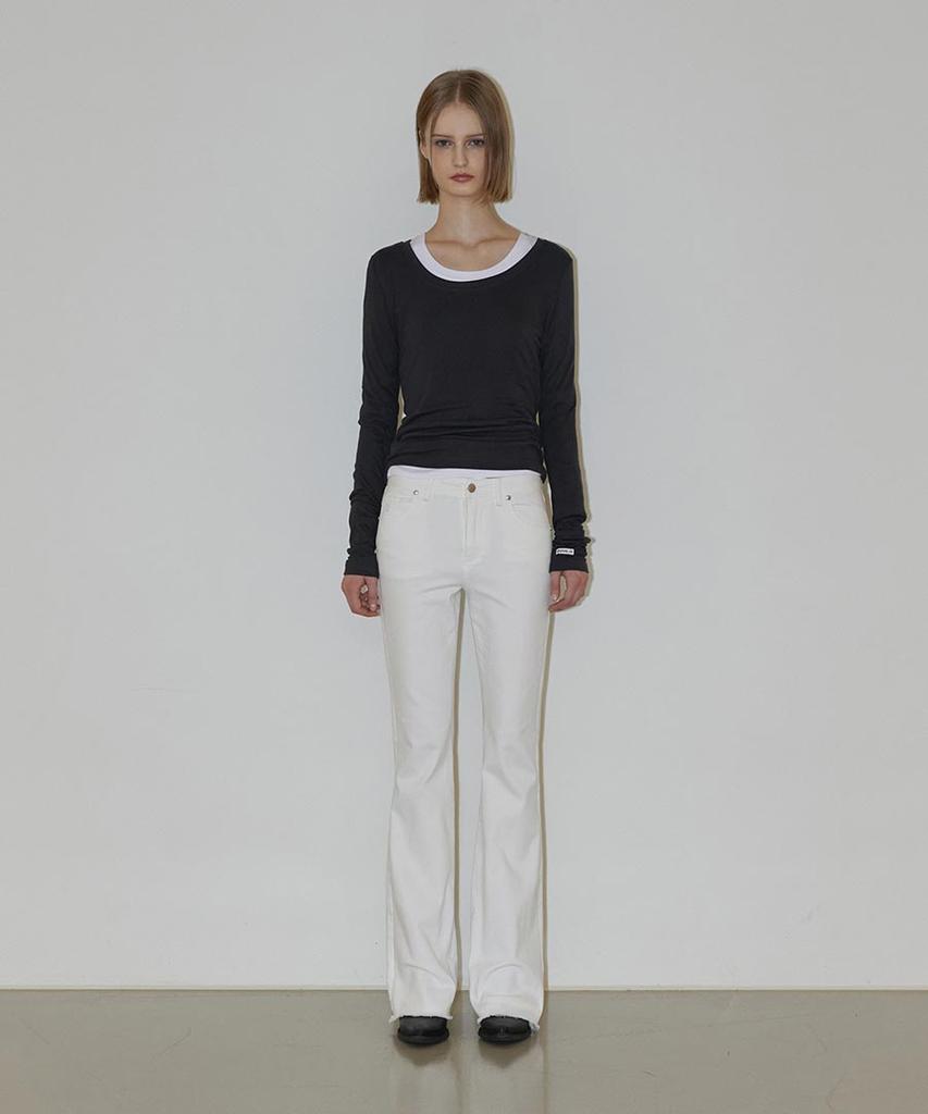 Lense Mid-Rise Boot Cut Pants White
