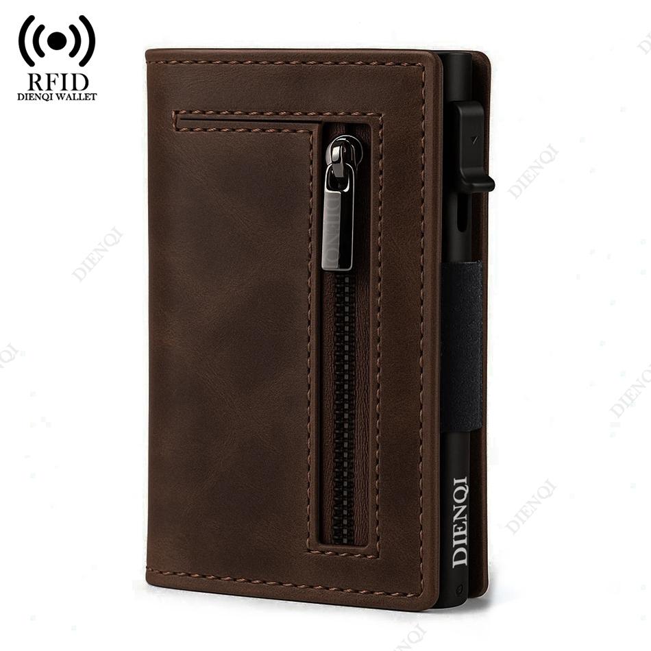 Rfid Credit Card Holder Men Wallets Mini Handbags Luxury Brand Bag Cardholder Case Leather Magnetic Coin Purse Hand Bag for Men