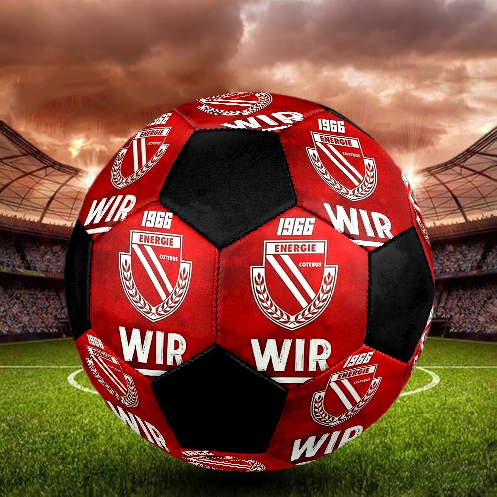 Pallone Calcio Indoor Energie Cottbus Colorato Cucito a Macchina PVC Misura 5 Pronto per Allenamento di Squadra e Competizione Durevole Alta Rimbalzabilità Bel Regalo Sportivo