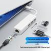 RJ45 Type-C to USB Network Card Converter, USB2.0 HUB, Driver-Free 100Mbps Wired Network Adapter