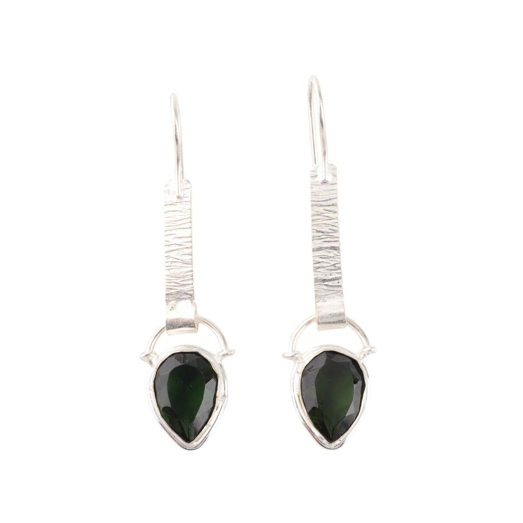 Zielony Turmal Kamień Szlachetny Biżuteria ze Srebra Próby 925 Ręcznie robione Kolczyki 2,3" EE-166-13