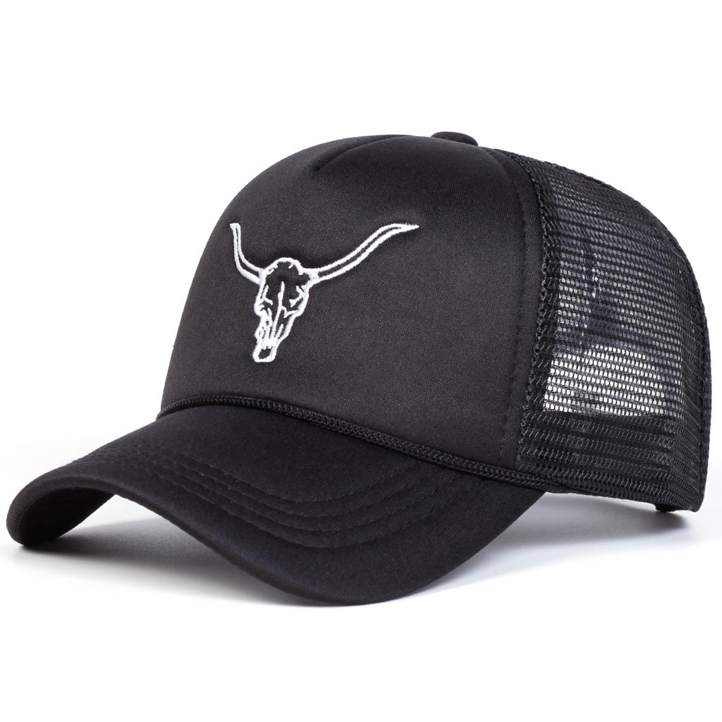 Unisex Ox Head Embroidery Baseball Net Caps Outdoor Adjustable Spring and Summer Casual Sunscreen Hat
