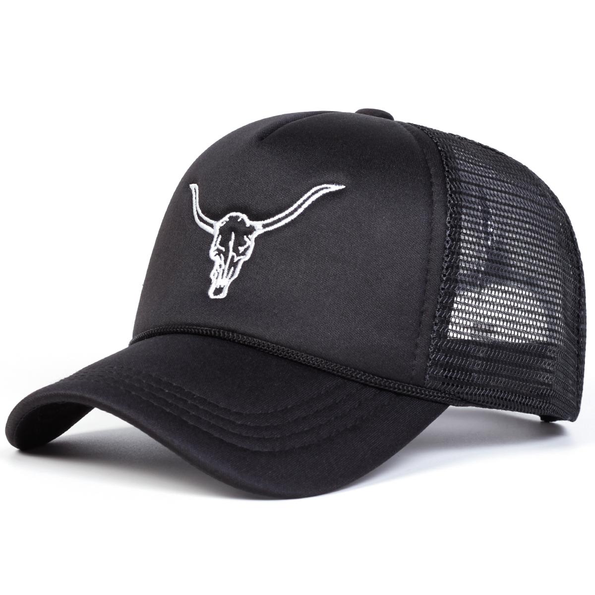 

Унисекс бейсболки с вышивкой в виде головы быка, регулируемые, для отдыха на природе, весна-лето, повседневные солнцезащитные кепки чёрный