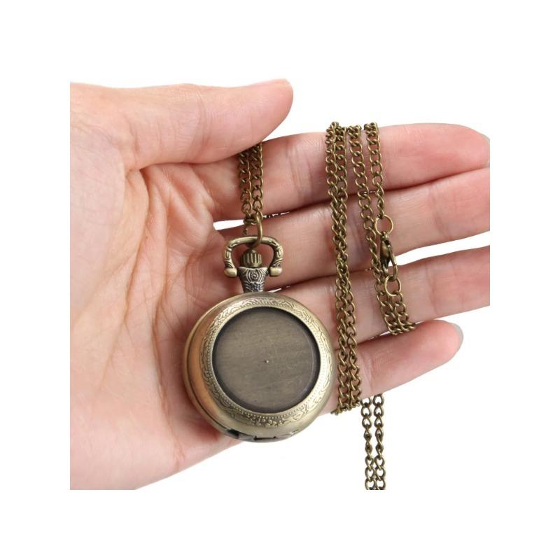 1 Piece of Exquisite Accessory with Chain Pocket Watch Round Groove, Men's and Women's Pocket Watch Round Groove Case