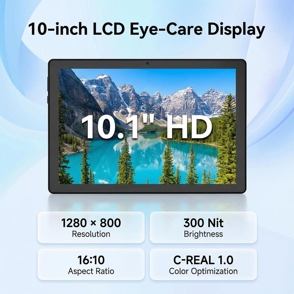 Tablet Android 16, 10,1 Pollici, 34 GB di RAM + 128 GB di ROM, Octa Core, Batteria da 6000 mAh, Nero