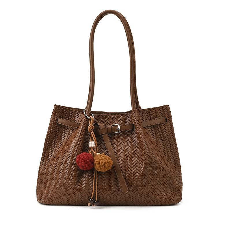 Retro Bag Women's Large Capacity 2025 New Autumn and Winter Versatile Woven Bag Shoulder Bag Casual Commuter Tote Bag