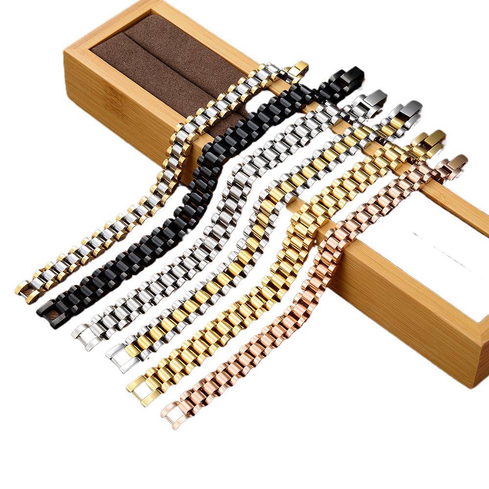 Hip Hop Simple Fashion 316L Stainless Steel 18k Gold Charm Plated Bracelet Bracelet MenPVD Fine Fashion Jewelry Gift