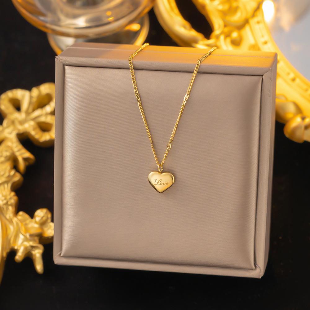 

Women Girls Simple Love Heart Charm Necklace Stainless Steel Chain Gold Color Romantic Love Heart Jewelry Accessories Gifts